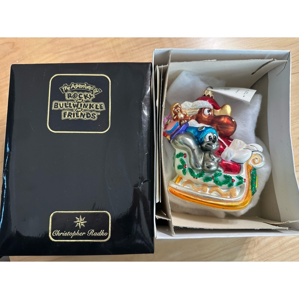 1998 Christopher Radko Rocky and Bullwinkle Sleigh Ride 6" Ornament 98-RAB-02
